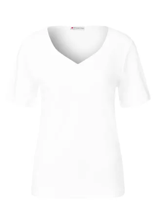 Street One - T-Shirt mit Herzausschnitt weiß - Gr. - 44