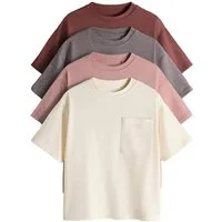 The Set T-Shirt 4 x The Set Oversized Fit T-Shirts mit Tasche (4-tlg)