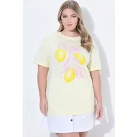 MIAMODA T-Shirt T-Shirt Boxy Fit Glitzersteinchen Zitronen-Motiv