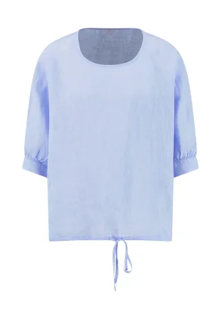 FYNCH-HATTON - BLOUSE RUFFEL BIND LINEN MELANGE cornflower blue - Gr. - 44