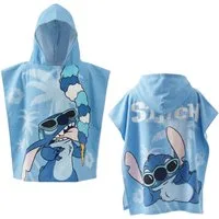 Disney Badeponcho Disney Lilo Stitch Kinder Mikrofaser Poncho Badeponcho 55x110 cm, 55 cm, Polyester, Kapuze, Pull-On