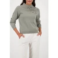 Monari Strickpullover Pullover Schmucksteine Regular fit mit Stehkragen