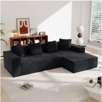 Odikalo Ecksofa Sofa L Form, Vollkomprimiertes knochenloses Sofa, Cord, Cloud-Kombinationssofa mit L-Liegestühlen, modernes modulares Sofa mit tiefen Sitzplätzen, gepolstertes Sofa für Wohnzimmer und Schlafzimmer