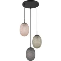 TRIO Leuchten Pendelleuchte FACETTE, Hängeleuchte mit facettiertem Glasschirm in rauchgrau Ø 18cm, Leuchtmittel wechselbar, warmweiß - kaltweiß, exkl. Leuchtmittel E27 max 25W, Höhe einstellbar max 150cm