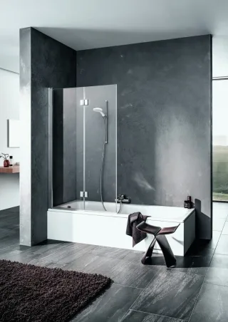 Kermi Faltwand Liga 2PL 1200x1500 BV: 1180-1205, silber hochglanz ESG klar LI2PL12015VAK