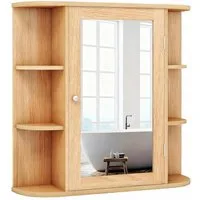 KOMFOTTEU Spiegelschrank Badschrank Hängeschrank Wandschrank mit Ablagen, 66 x 17 x 63 cm