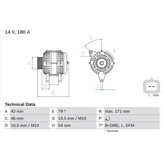 Bosch Lichtmaschine 180A Citroen Fiat Lancia Peugeot 0986080660