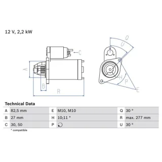 Bosch Anlasser 2,2 kW Daewoo Mercedes