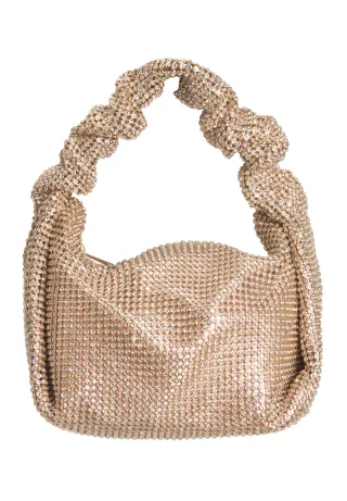 hey kyla - Henkeltasche aus glänzendem Strassgewebe gold - Gr. - OS
