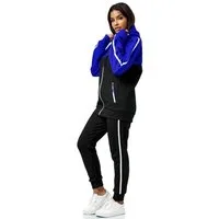 L.gonline Freizeitanzug Damen Jogginganzug Freizeitanzug Sportlich 3750 (Kapuzenjacke mit Reißverschluss, Hose, 2-tlg), mit Streifen