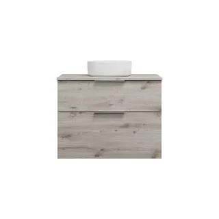 Burgbad Keramik Waschtisch-Set Eqio Eiche Dekor Silber/Alpinweiss, SGUM080F6015C0001 SGUM080F6015C0001