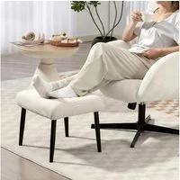 HOMCOM Fußhocker mit weichem Sitzkissen, Stahlbeinen, Chenille-Stoff (Hocker, 1 St., Sitzhocker), für Schlafzimmer, Wohnzimmer, Cremeweiß