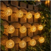 pedete LED Solarleuchte Outdoor Lichterkette LED Kugel-Lichterkette für Garten 5 M 20 Lampen, gartendeko, Warmweiß, solar lichterkette für außen, Garten Led Lampe Kugel Solar Lampen Für Außen Lichterkette Outdoor