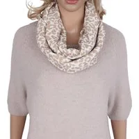MIRROSI Loop Damen Schal aus Musellin, Made in Italy 70x20cm, Leo, Schlauchschal, (Zweimal um den Hals wickelbar, ca.70x20cm), Damen Halstuch ideal für Frühling, Sommer oder Herbst