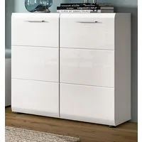 Inn.Furn Kommode Cover (Sideboard in Weiß Hochglanz, 2-türig, 80 x 81 cm), 3 große Staufächer