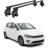 OMAC Dachträger Menabo Stahl Gepäckträger für VW Golf Sport Van 2014-19 Schwarz (2-St), Wasserbeständig,Abnehmbar,Multifunktional,Leichtgewichtig
