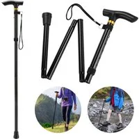 FOUORTUNATE-BEE Gehstock Faltbarer Gehstock höhenverstellbar Trekkingstock leicht kompakt, Für Wandern Reisen Alltag rutschfester Griff faltbar tragbar