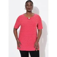 Ulla Popken T-Shirt T-Shirt Metallspange Classic Rundhals Halbarm