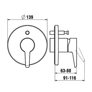 LAUFEN Wannenarmatur Unterputz PURE für SIMIBOX Standard oder SIMIBOX Light mit Rohrunterbrecher ohn HF901789428000