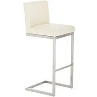 TPFLiving Barhocker Kunstleder (Barstuhl mit Rückenlehne - Hocker für Küche), Gestell: Metall Edelstahl - Sitzfläche: Kunstleder Creme