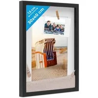 PHOTOLINI Bilderrahmen 3D-Objektrahmen zum Befüllen mit Passepartout und Glasscheibe, für 1 Bilder (1 Einzelrahmen), Rahmen 30x40 cm für Objekte bis 1,5 cm Tiefe zum Basteln & Verschenken