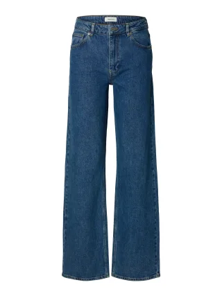 selected women - SLWWIDE BEA-KORI HW JEANS NOOS Medium Blue Denim - Gr. - 32