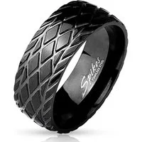 BUNGSA Fingerring 64 (20.4) Ring Reifenprofil Schwarz aus Edelstahl Herren (Ring, 1-tlg), Herren