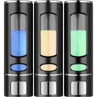 AURIVION Flaschenträger Seifenspender Wandmontage 400ml, 3 Stk. für Bad & Küche (Set, 3-St., Seifenpumpenspender für Badezimmer & Küche, platzsparend), Manueller Shampoo Spender für Dusche mit Pumpfunktion