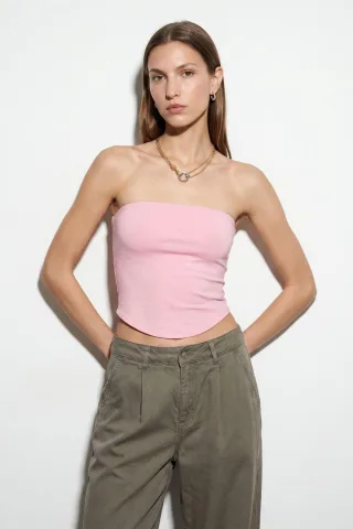 Damen Bügelose Crop Bandeau-Top