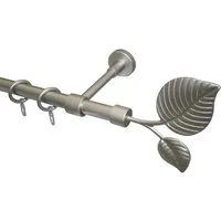 GARESA Gardinenstange BLATT, Ø 20 mm, 1-läufig, Wunschmaßlänge, mit Bohren, verschraubt, Kunststoff, Metall, Vorhanggarnitur, Kunststoff, verlängerbar, mit Ringe