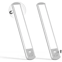 LQWELL LED Unterbauleuchte mit Bewegungsmelder, Dimmbar, Akku, USB-C Wiederaufladbar Schranklicht, LED fest integriert, Treppenlicht, Nachttischlampe 32 cm, 1800 mAh, für Küche, Kleiderschrank, Schlafzimmer