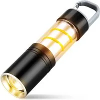 FANNOU LED Taschenlampe Aufladbar mit Campinglicht, Zoombar, 2 Lichtmodi, Lange Akkulaufzeit (1-St), Wasserdichte Taschenlampe für Camping, Outdoor, Notfälle