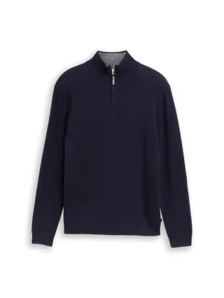 Tom Tailor - Troyer Strickpullover mit Kaschmir-Anteil blau - Gr. - XXXL