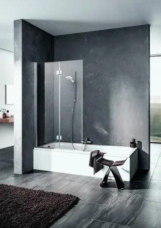 Kermi Faltwand Liga 2PL 1000x1500 BV: 980-1005, silber hochglanz ESG klar LI2PL10015VAK