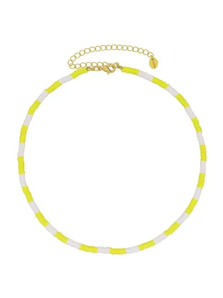Fashionbox Kette mit Vinylplättchen gelb/weiß vergoldet