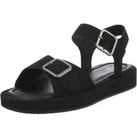 Ital-Design Bequeme Damen-Sandalen mit verstellbaren Riemen Riemchensandalette (89929910) Flach Riemchensandalen in Schwarz