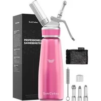 LuxusKollektion Sahnesyphon Sahnespender Aluminium 500ml Sahnesiphon Spritztüllen Rosa