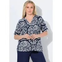 Ulla Popken T-Shirt T-Shirt Limetten V-Ausschnitt Revers Halbarm