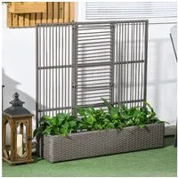 Outsunny Hochbeet mit Rankgitter, in Rattan-Optik (Blumenkasten, 1 St., Pflanzkasten), für Garten, Balkon, 103 x 29 x 103 cm Grau
