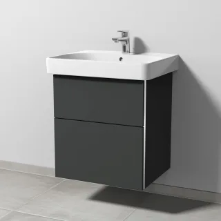 Sanipa 3way Waschtischunterbau zu Geberit Smyle Square Waschtisch mit 2 Auszügen, Graphit-Matt BP6701B