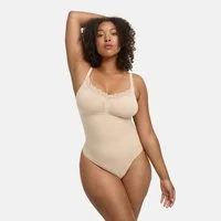 cfab (creamy fabrics) Shaping-Body Bodysuit Sculpting Shapewear mit Lace-Sand-M (1-tlg)