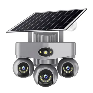 V380Pro 3-Lens AOV Solar PTZ Security Camera 1080P Full HD Color Night Vision Human Motion Two-Way Audio IP66 Waterproof