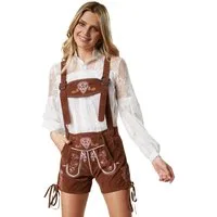 dressforfun Trachtenhose Oktoberfest-Hose in klassischer Trachtenform, feine Stickereien (Damenhose, für Volksfeste in Braun) hoher Tragekomfort, Gürtelschlaufen und abnehmbare Hosenträger