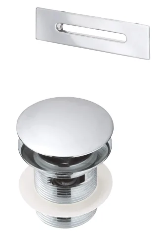 Neuesbad Badewanne KIT, Chrom, CLICK CLACK mit Rechteckig Überlauf NB1DEKYY010B1