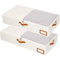 TUWENA Unterbettkommode 2 Stück Aufbewahrungsbox unter dem Bett,Faltbare Aufbewahrung Kleidung, mit Klarem Fenster, Unterbettkommode für Bettdecken, Kleidung