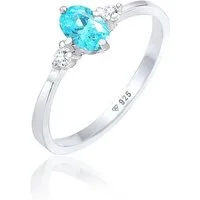 Elli Fingerring Zirkonia Blau Oval Verlobung 925 Silber
