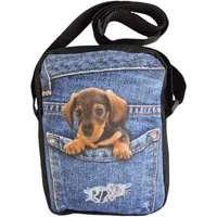 Einkaufszauber Umhängetasche Crossbody Handtasche Jeans mit Dackel 3D Druck, 3D Druck plastisches Bild