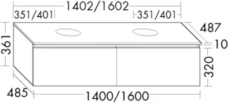 Burgbad Waschtischunterschrank Lin20Lack Hochglanz 361x1402x487 Dunkelgrau Hochglanz, WXZJ140F5372 WXZJ140F5372