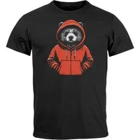 Neverless Print-Shirt Herren T-Shirt Bär Bear Comic Gartoon Illustration Grafik Printshirt mit Print