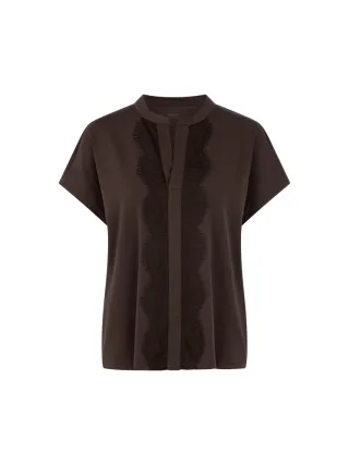 Marc Cain Collections - Shirt mit Spitzenverzierung seal brown - Gr. - 44